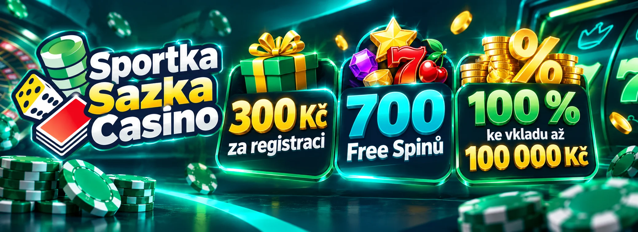 300 Kč + 700 free spinů + 100 % až 100 000 Kč
